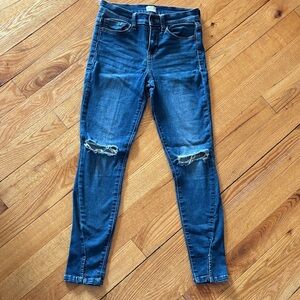 Sneak Peek Women's Dark Blue Ripped Skinny Jeans